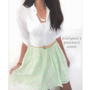 Old Navy Green + White Floral Print Skirt NWT tjd